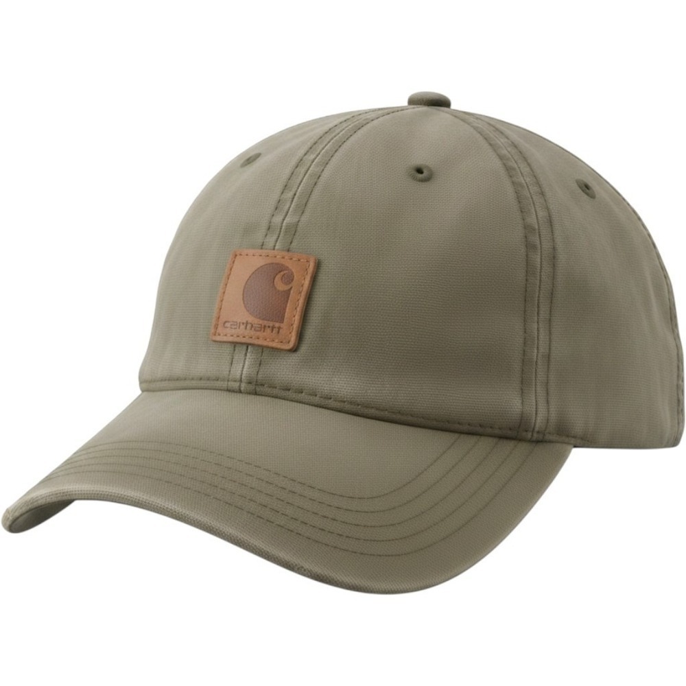 Carhartt Canvas Dad Hat Olive Green Adjustable Leather Patch Baseball